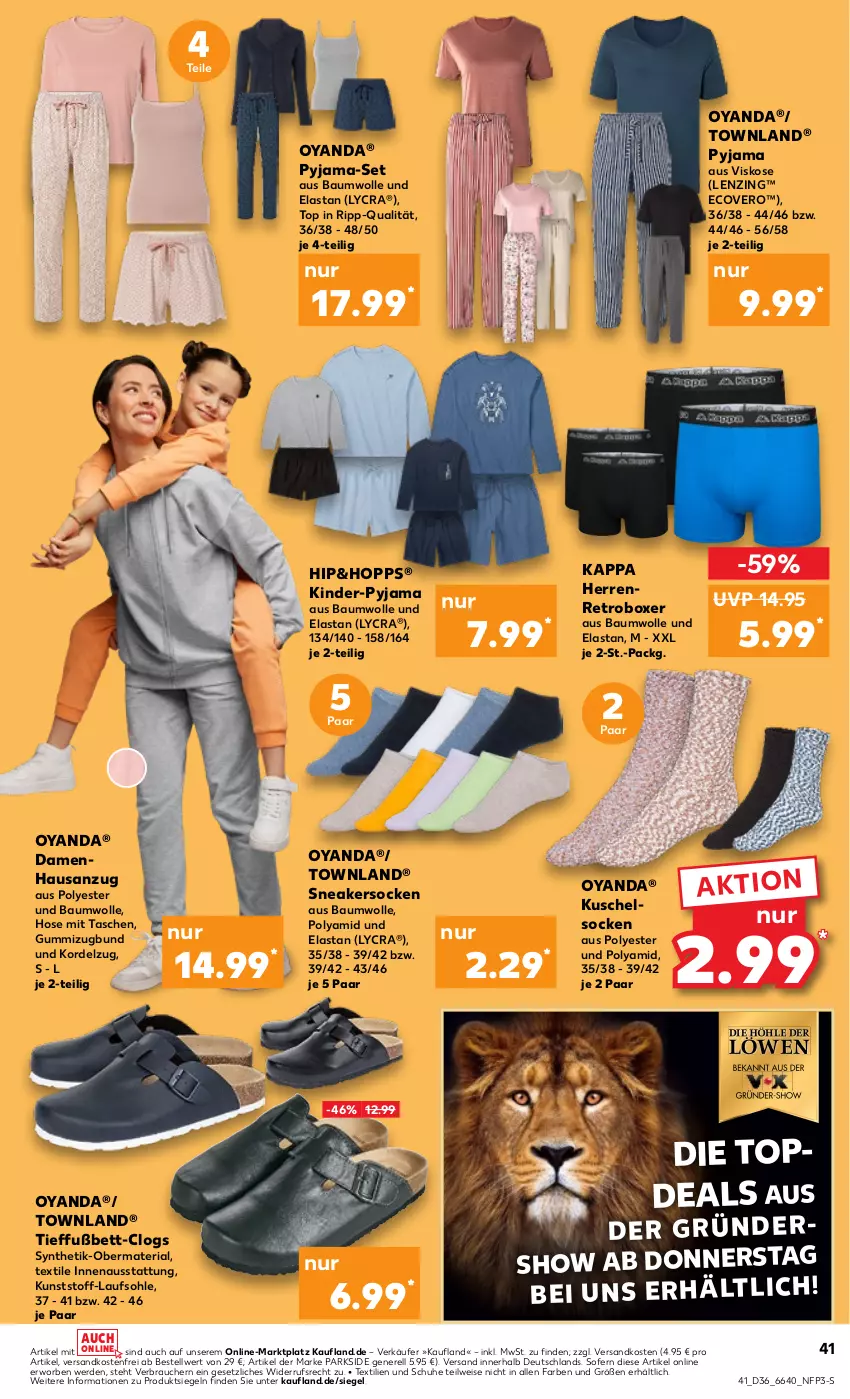 Aktueller Prospekt Kaufland - Prospekt - von 05.09 bis 11.09.2024 - strona 41 - produkty: akku, Anzug, Bau, baumwolle, bett, Clogs, deka, ecovero, eis, elle, erde, hose, kappa, Kinder, Kuschelsocken, ladekabel, lenzing, Leuchte, ndk, Parkside, Pyjama, Rauch, rel, Ria, ring, schuhe, sim, sneaker, sneakersocken, socken, spiegel, Tasche, taschen, Ti, usb, versandkostenfrei, wolle