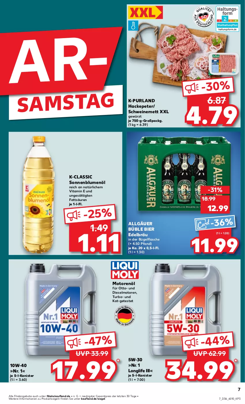 Aktueller Prospekt Kaufland - Prospekt - von 05.09 bis 11.09.2024 - strona 7 - produkty: angebot, angebote, bier, blume, blumen, blumenöl, bügel, bügelflasche, Diesel, eis, flasche, gewürz, LG, longlife, Mett, motorenöl, purland, reis, schwein, schweine, schweinemett, sonnenblume, sonnenblumen, sonnenblumenöl, Ti, vita, wein, weine, ZTE