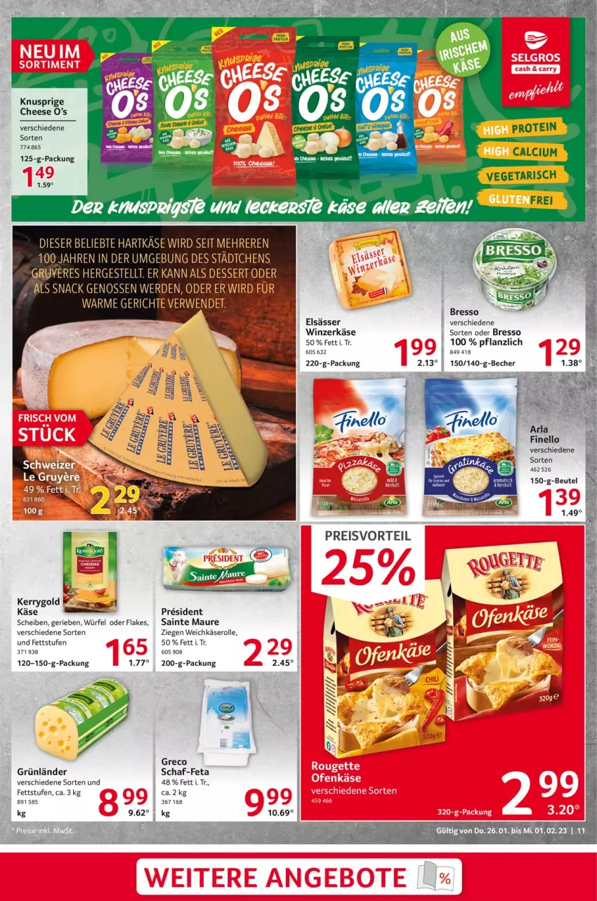 Aktueller Prospekt Selgros - Food - von 26.01 bis 01.02.2023 - strona 11 - produkty: Becher, beutel, bresso, dessert, erde, feta, finello, flakes, grünländer, Käse, kerrygold, rwe, snack, Ti, tisch, weichkäse