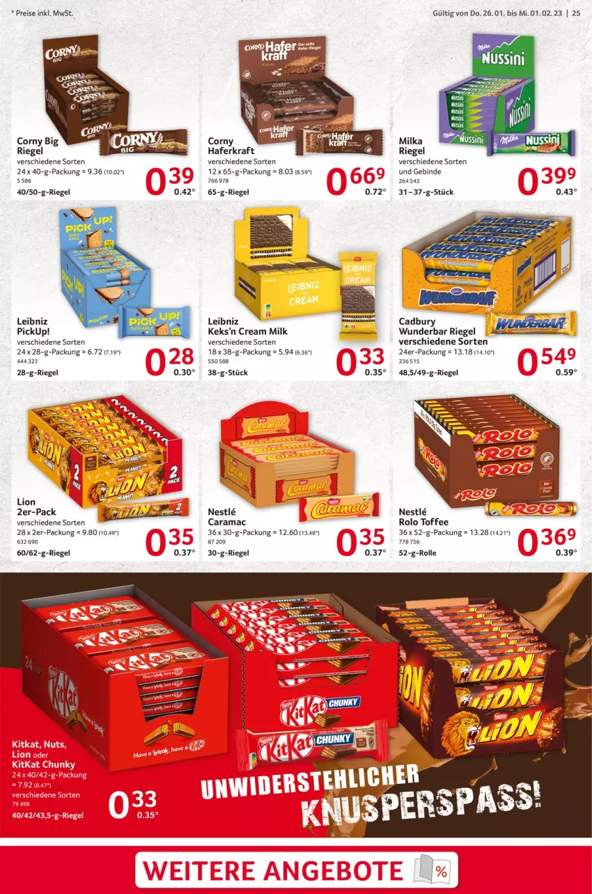 Aktueller Prospekt Selgros - Food - von 26.01 bis 01.02.2023 - strona 25 - produkty: corny, eis, hafer, keks, kraft, leibniz, lion, mac, milka, rama, reis, riegel, Ti