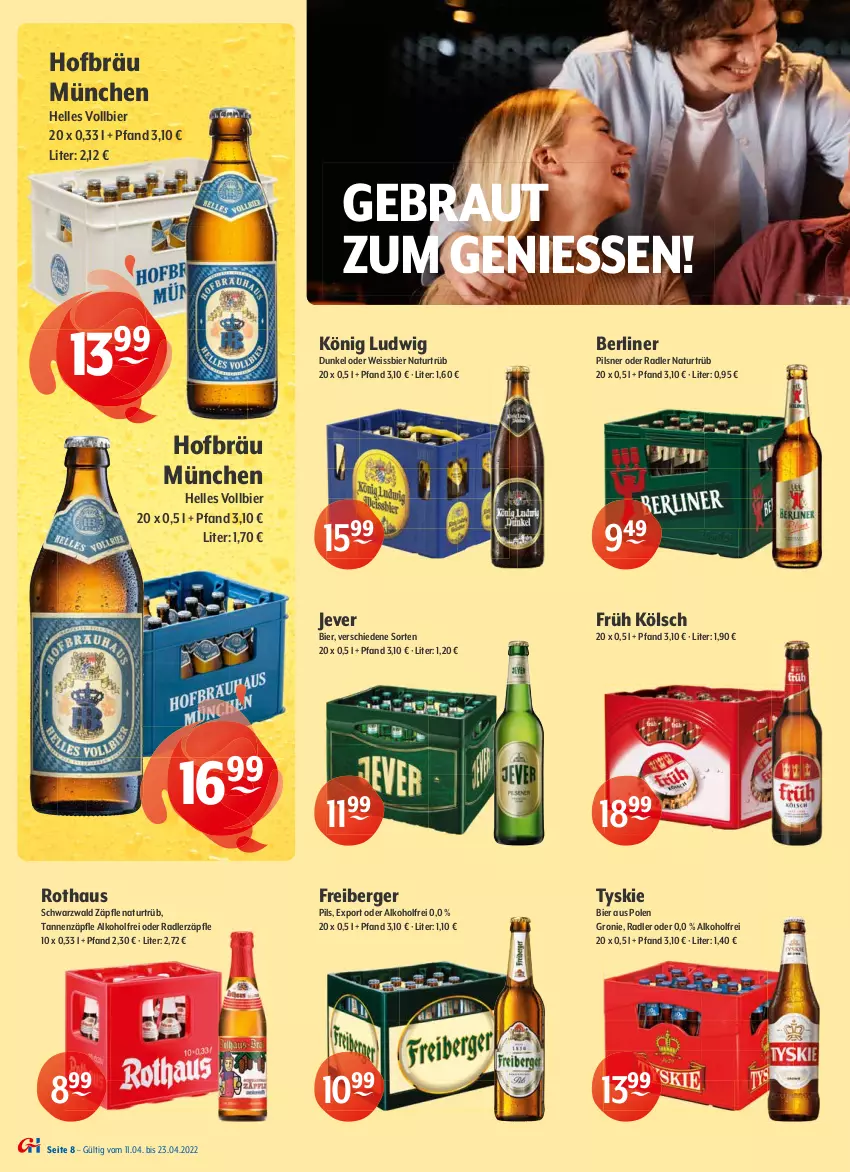 Aktueller Prospekt Getraenke Hoffmann - Prospekte - von 11.04 bis 23.04.2022 - strona 8 - produkty: alkohol, Berger, berliner, bier, burger, carlsberg, eis, elle, erde, erdinger, Fahrrad, flensburger, Freiberger, Früh Kölsch, getränk, getränke, gewinnspiel, gin, grevensteiner, jever, LG, mönchshof, natur, oder radler, Paula, paulaner, pils, pilsener, pilsner, radeberger, radeberger pilsner, radler, Spiele, steiner, Ti, tyskie, weck, weissbier