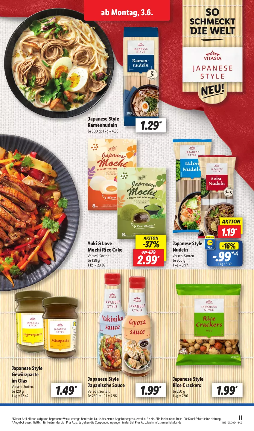 Aktueller Prospekt Lidl - Aktionsprospekt - von 03.06 bis 08.06.2024 - strona 13 - produkty: angebot, coupon, cracker, eis, gewürz, Mochi, nudel, nudeln, reis, sauce, Ti, ZTE