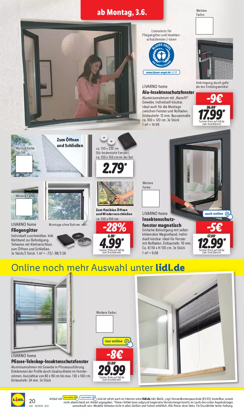 Aktueller Prospekt Lidl - Aktionsprospekt - von 03.06 bis 08.06.2024 - strona 26 - produkty: angebot, Bau, dell, eis, elle, fenster, fliegengitter, insektenschutz, Insektenschutzfenster, Liege, Mode, ndk, reis, ring, säge, Schal, Schale, sekt, Teleskop, Ti, tisch, ZTE