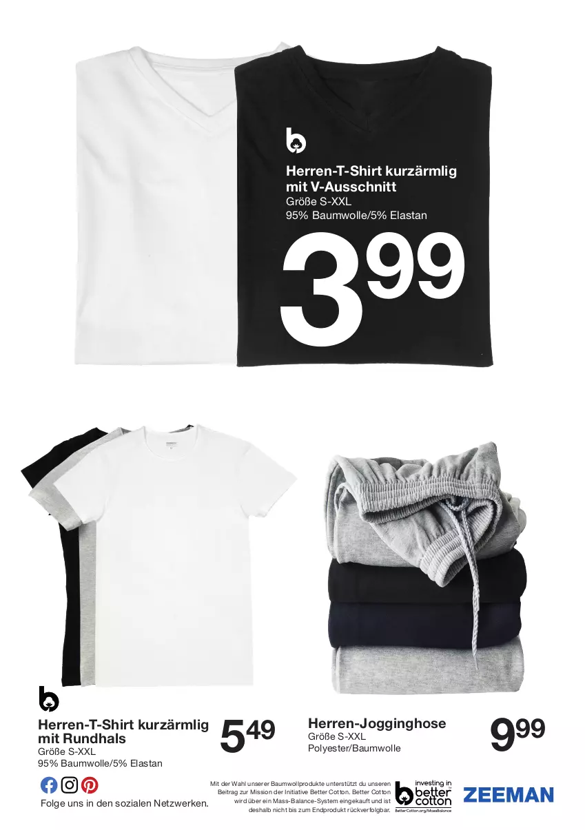 Aktueller Prospekt Zeeman - Prospekte - von 02.03 bis 15.03.2024 - strona 5 - produkty: Bau, baumwolle, bett, gin, herren-t-shirt, hose, Jogginghose, LG, shirt, T-Shirt, Ti, wolle