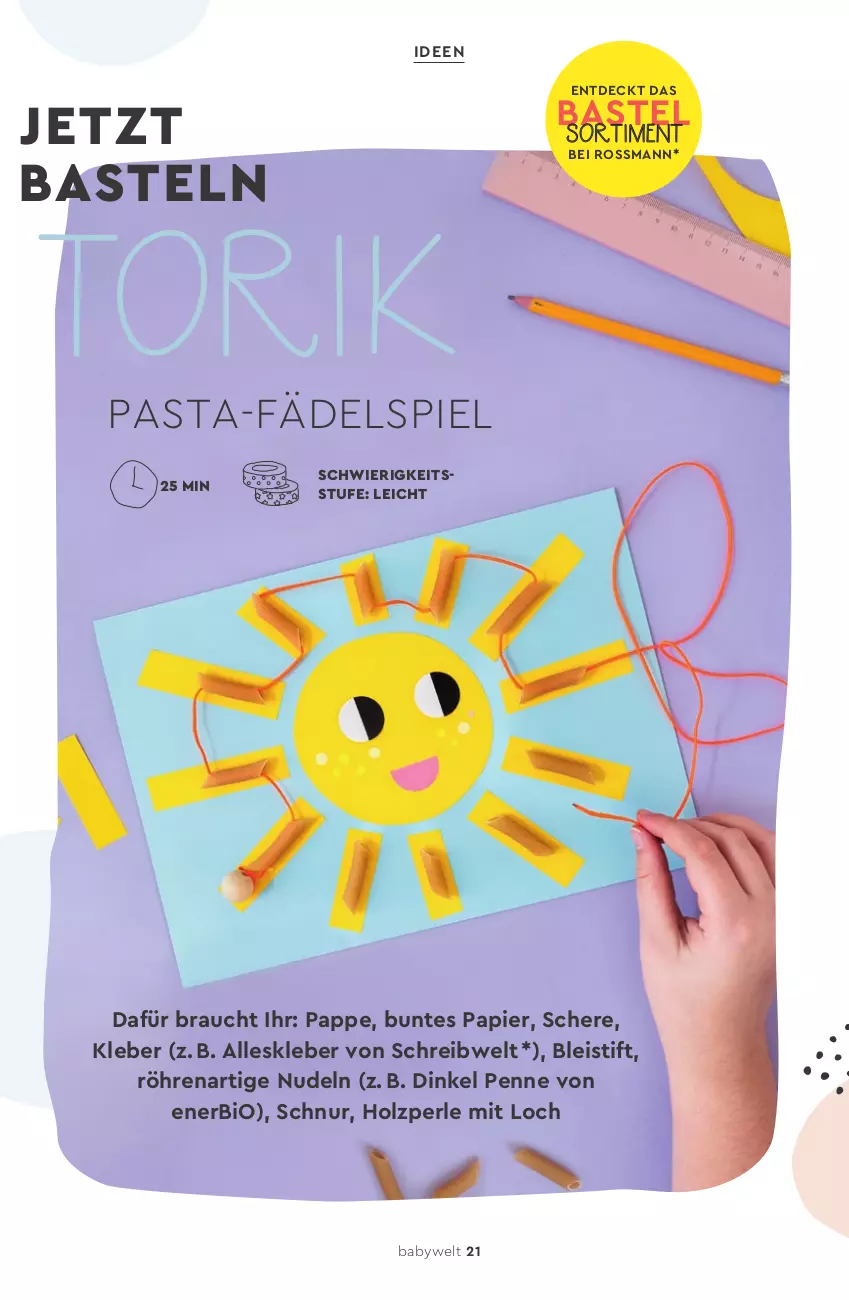 Aktueller Prospekt Rossmann - Prospekte - von 12.05 bis 06.07.2025 - strona 21 - produkty: bio, Bleistift, eis, Holz, kleber, nudel, nudeln, papier, pasta, penne, Rauch, Schere, Ti