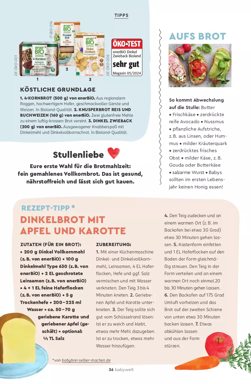 Aktueller Prospekt Rossmann - Prospekte - von 12.05 bis 06.07.2025 - strona 36 - produkty: apfel, aufstrich, avocado, backofen, bio, bioland, Brei, brot, buch, butter, butterkäse, decke, Dinkelbrot, dinkelmehl, Dinkelvollkornmehl, eis, frischkäse, Glutenfreie Mehl, gouda, hafer, haferflocken, Hefe, honig, hummus, Käse, korn, Kornbrot, kräuter, küche, Küchen, küchenmaschine, linsen, mac, mehl, nuss, obst, Ofen, quark, reis, rezept, rezept-tipp, salz, schüssel, Ti, vollkornbrot, wasser, wurst