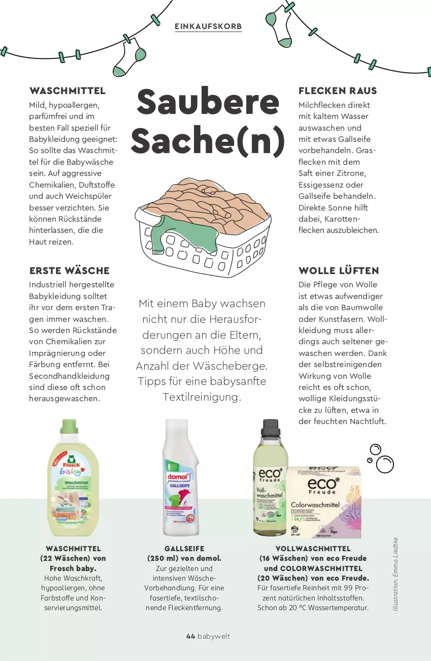 Aktueller Prospekt Rossmann - Prospekte - von 12.05 bis 06.07.2025 - strona 44 - produkty: Bau, baumwolle, colorwaschmittel, Domol, einkaufskorb, erde, essig, Frosch, karotten, kleid, Kleidung, korb, kraft, milch, ndk, Reinigung, sac, saft, Seife, Spezi, Ti, vollwaschmittel, waschmittel, wasser, weichspüler, wolle, zitrone