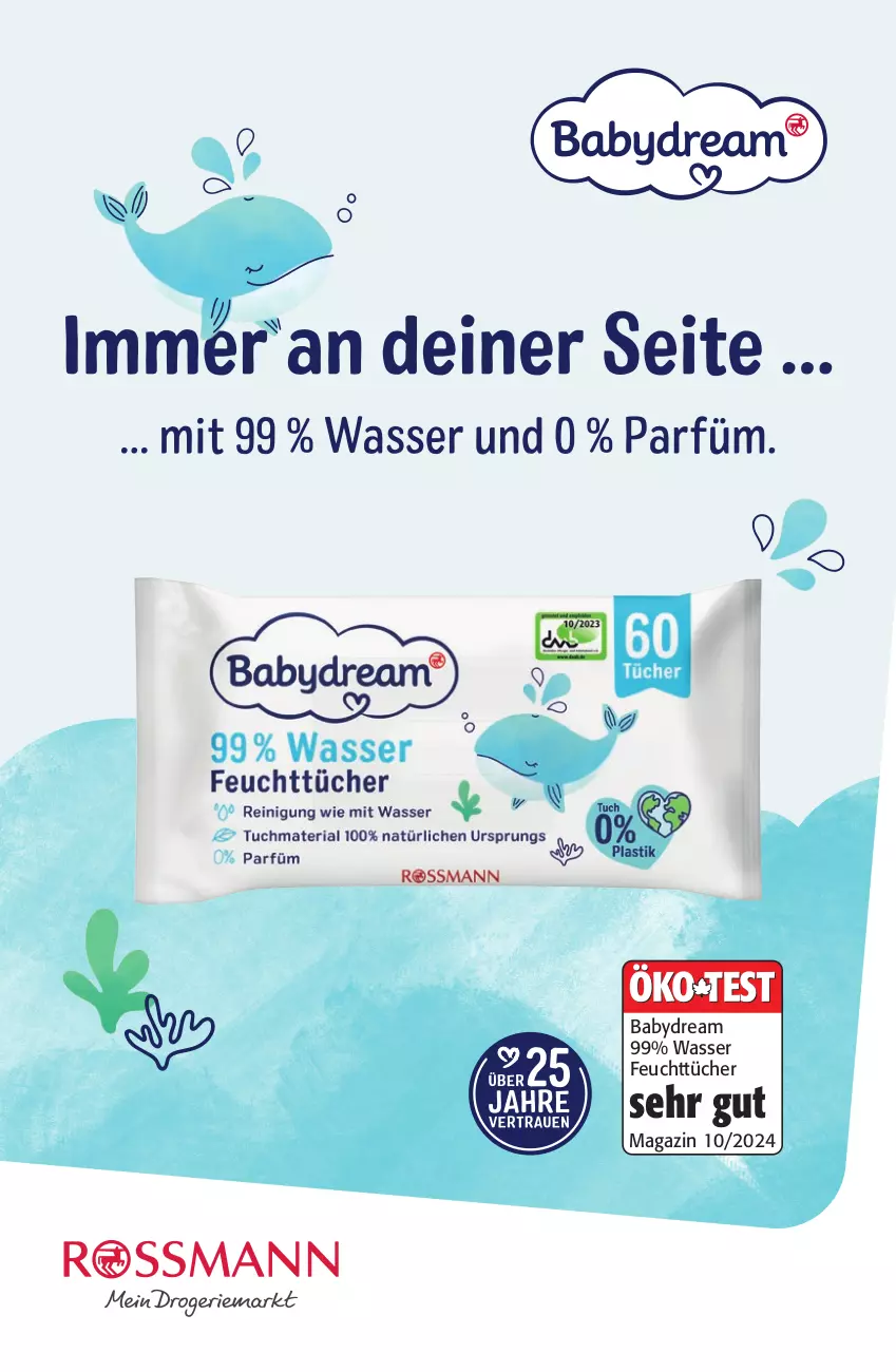 Aktueller Prospekt Rossmann - Prospekte - von 12.05 bis 06.07.2025 - strona 45 - produkty: babydream, feuchttücher, magazin, tücher, wasser