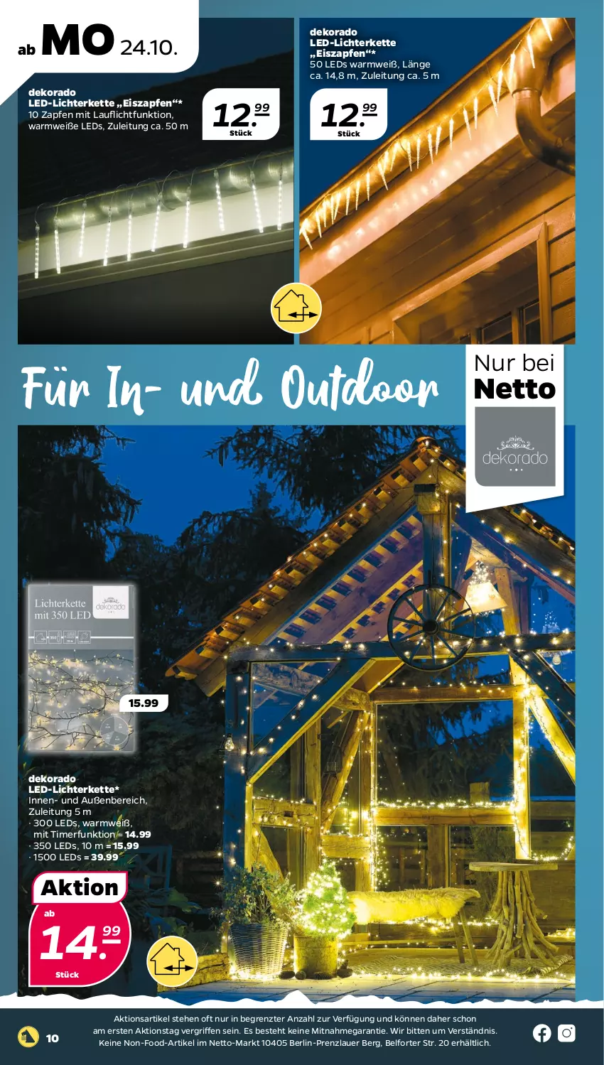 Aktueller Prospekt Netto - Woche 43 - von 24.10 bis 29.10.2022 - strona 10 - produkty: auer, eis, Kette, led-licht, leds, lichterkette, Ti, timer, ZTE