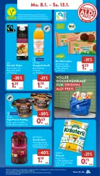 Gazetka promocyjna AldiSud - NÄCHSTE WOCHE - Gazetka - ważna od 13.01 do 13.01.2023 - strona 9 - produkty: aldi, alle artikel ohne dekoration, auer, Becher, bio, Blüte, cookie, cookies, dekoration, direktsaft, eis, erde, flasche, fleisch, frucht, fruchtfleisch, gin, hafer, Hafercookies, holunder, holunderblüte, kakao, kirsch, kirsche, kirschen, kräuter, LG, milch, mit frucht, Nektar, orange, orangen, pfanne, pfannen, pudding, reis, saft, sauerkirschen, schoko, schokolade, Ti, vanille, vita, vollmilch, Zartbitterschokolade, ZTE, zucker
