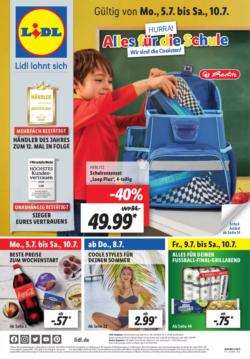 Aktueller Prospekt Lidl - Aktionsprospekt - von 05.07 bis 10.07.2021 - strona 1