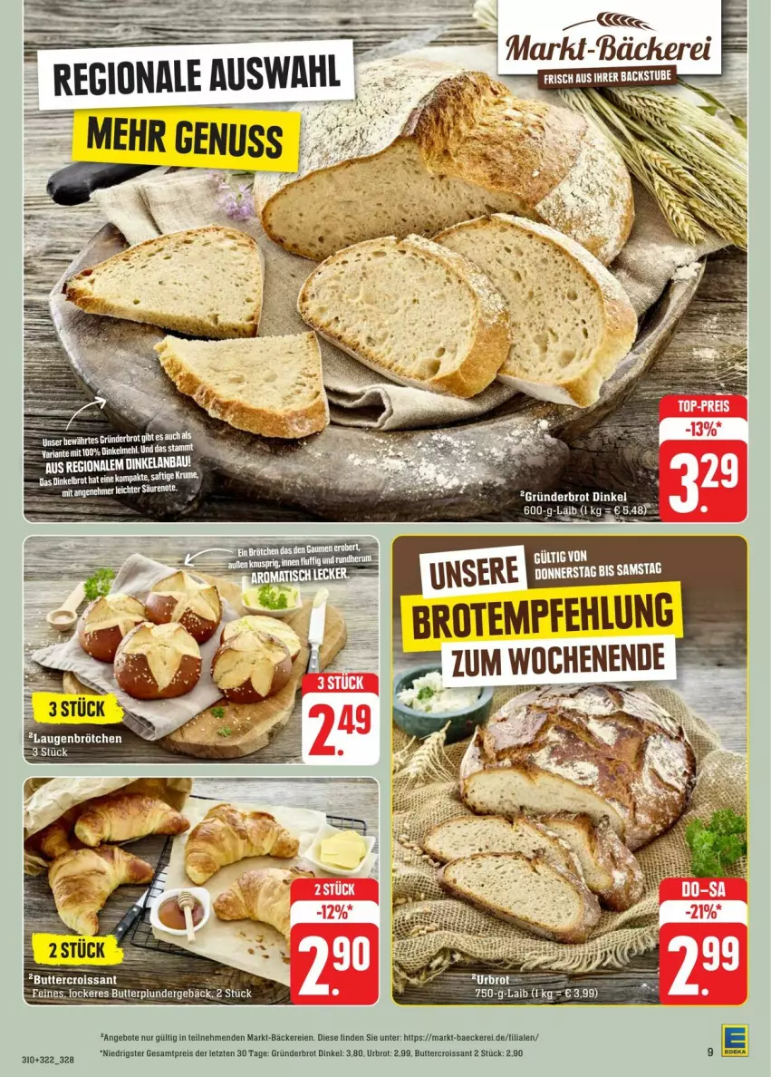 Aktueller Prospekt Edeka - Prospekte - von 31.08 bis 07.09.2024 - strona 13 - produkty: Bau, brot, brötchen, butter, Croissant, eis, Elan, reis, Ti, ZTE