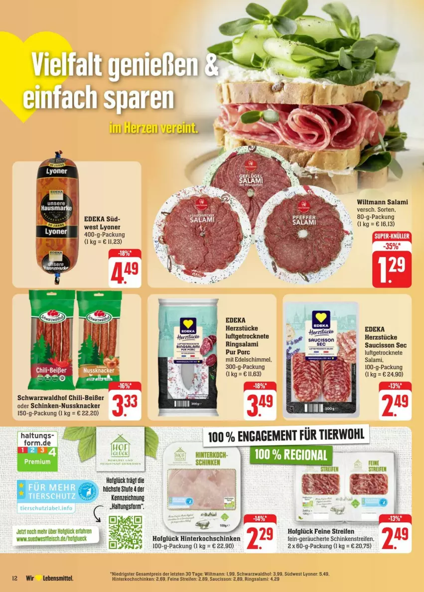 Aktueller Prospekt Edeka - Prospekte - von 31.08 bis 07.09.2024 - strona 16 - produkty: chili, deka, eis, fleisch, hinterkochschinken, knacker, kochschinken, lebensmittel, lyoner, mint, nuss, Nussknacker, reifen, reis, ring, salami, schinken, südwest, Ti, wiltmann, Yo, ZTE