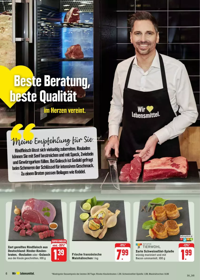 Aktueller Prospekt Edeka - Prospekte - von 31.08 bis 07.09.2024 - strona 8 - produkty: bacon, braten, eis, filet, fleisch, gewürz, Gewürzgurke, gewürzgurken, gulasch, gurke, gurken, ilag, Knödel, lebensmittel, mac, mais, Mantel, Ria, rind, rinder, rindfleisch, rouladen, schnitten, schwein, schweine, schweinefilet, senf, sim, Speck, Ti, wein, weine, ZTE, zwiebel, zwiebeln