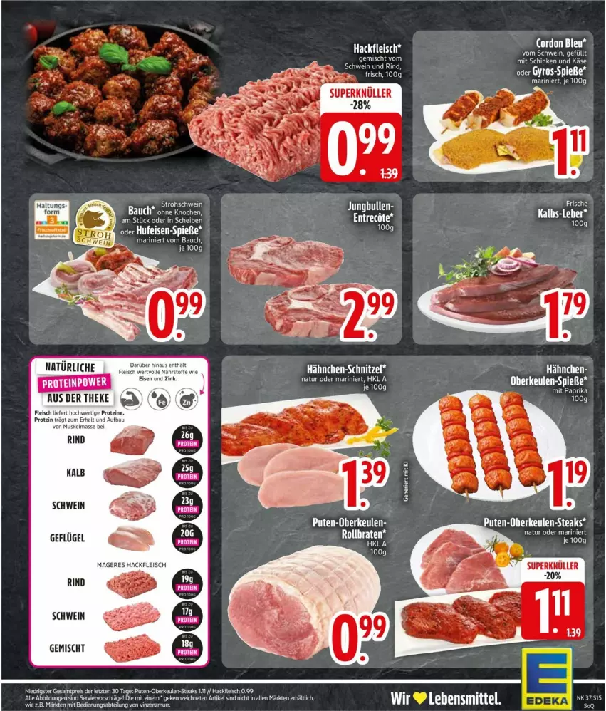 Aktueller Prospekt Edeka - Prospekte - von 07.09 bis 12.09.2026 - strona 17 - produkty: Abtei, Bau, cordon bleu, eis, fleisch, Geflügel, hackfleisch, jungbullen, Käse, kuchen, mit paprika, paprika, schinken, schnitzel, schwein, Ti, tisch, wein