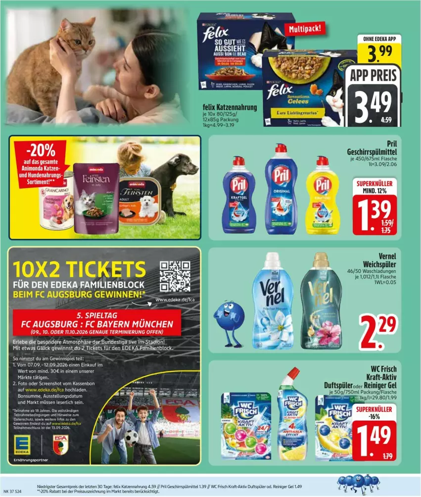 Aktueller Prospekt Edeka - Prospekte - von 07.09 bis 12.09.2026 - strona 26 - produkty: deka, eis, felix, flasche, gewinnspiel, katzennahrung, kraft, reiniger, reiniger gel, reis, tee, Ti, vernel, ZTE