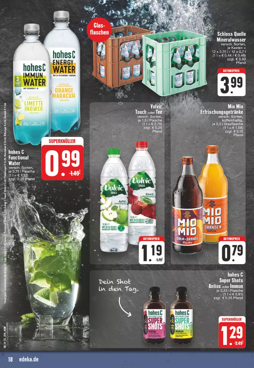 Aktueller Prospekt Edeka - Angebote der Woche - von 25.09 bis 30.09.2023 - strona 18 - produkty: aktionspreis, Alwa, bitburger, burger, eier, eis, flasche, flensburger, glasflasche, Hohes C, mineralwasser, orange, reis, rel, steiner, tee, Ti, vita, Vitamine, warsteiner, wasser