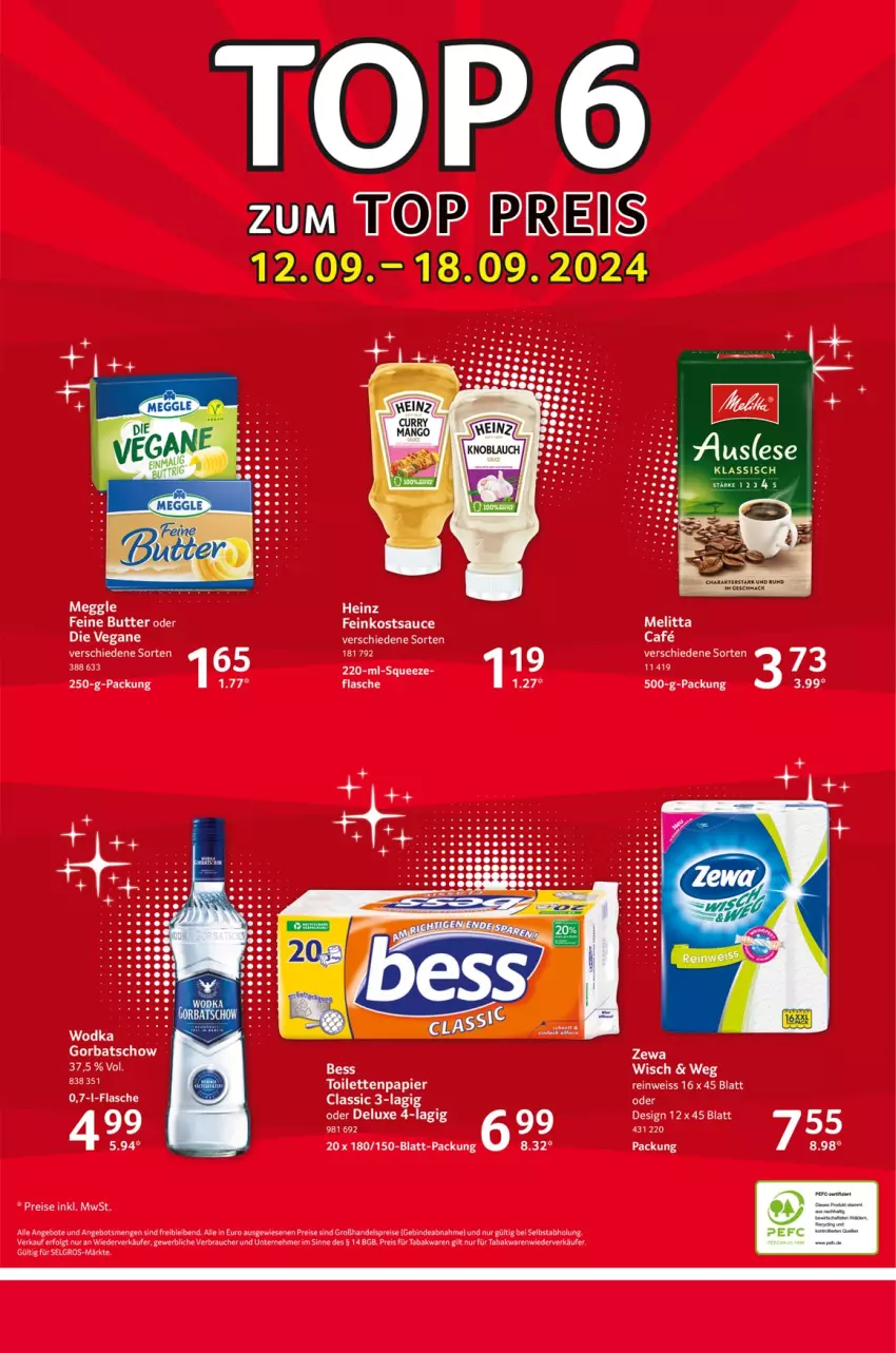 Aktueller Prospekt Selgros - Food - von 12.09 bis 18.09.2024 - strona 32 - produkty: angebot, angebote, butter, eis, feinkost, flasche, Gorbatschow, heinz, LG, meggle, Rauch, reis, sauce, Ti