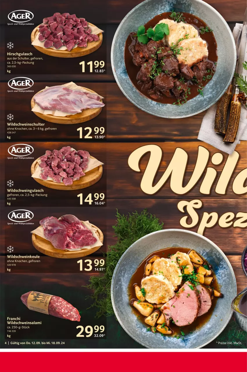 Aktueller Prospekt Selgros - Food - von 12.09 bis 18.09.2024 - strona 4 - produkty: eier, eis, gulasch, reis, salami, schwein, Ti, wein, Wild, Wildschwein