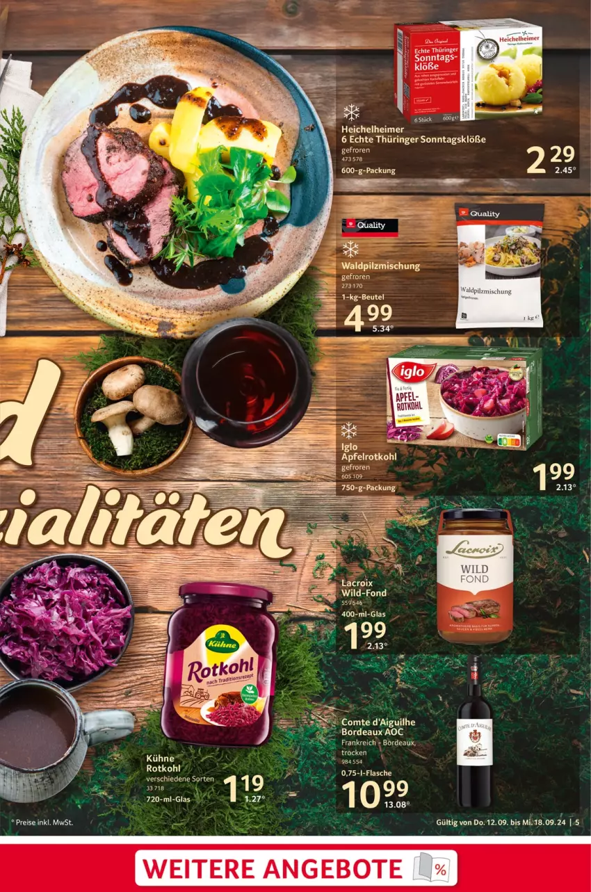 Aktueller Prospekt Selgros - Food - von 12.09 bis 18.09.2024 - strona 5 - produkty: angebot, angebote, apfel, eimer, flasche, Pilzmischung, rel, ring, rotkohl, Sonntagsklöße, Ti, Wild