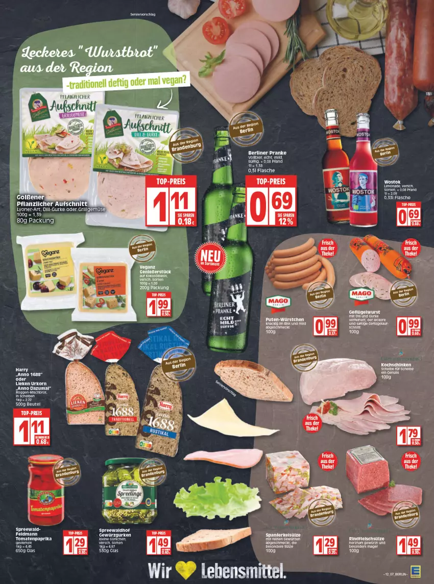 Aktueller Prospekt Edeka - Angebote der Woche - von 21.03 bis 26.03.2022 - strona 7 - produkty: aufschnitt, berliner, beutel, eis, flasche, Geflügel, gewürz, grill, gurke, kokos, kokosöl, korn, lebensmittel, leine, LG, lieken, limo, limonade, lyoner, mac, nuss, paprika, reis, saft, spreewaldhof, tee, Ti, tomate, tomaten, top-preis, urkorn, Yo