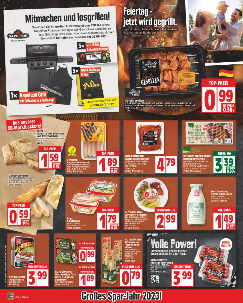 Aktueller Prospekt Edeka - Angebote der Woche - von 08.05 bis 13.05.2023 - strona 8 - produkty: antipasti, anzünder, asti, Becher, Berger, bio, classico, deka, discount, eis, Elan, elle, fenchel, flasche, fleisch, frischkäse, gasgrill, gewürz, gin, grill, grillzange, grüne oliven, Holz, joghur, joghurt, Kamin, Käse, LG, mac, marinade, messer, Nackensteak, nackensteaks, nürnberger, olive, oliven, paprika, peperoni, Peroni, pflanze, pflanzen, reis, röstzwiebeln, saft, salat, salatsauce, sauce, Schal, Schale, schinken, Schürze, schwein, schweine, schweinefleisch, senf, steak, steaks, Sylter, tee, Ti, top-preis, wein, weine, ZTE, Zum Dorfkrug, zwiebel, zwiebeln