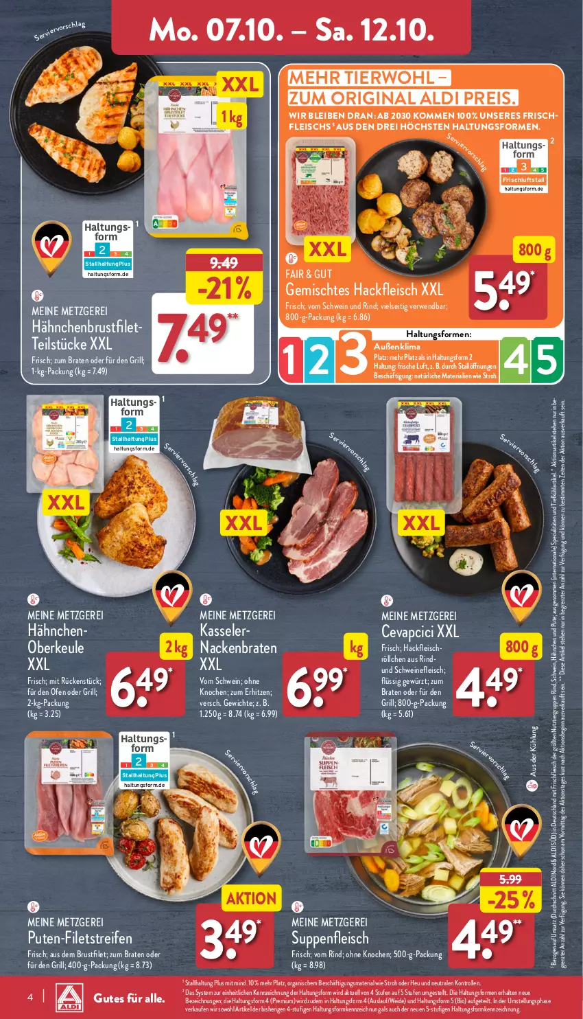 Aktueller Prospekt Aldi Nord - Von Montag - von 07.10 bis 12.10.2024 - strona 4 - produkty: aldi, bio, braten, brustfilet, cevapcici, eis, filet, filets, fleisch, gewürz, gin, grill, hackfleisch, hähnchenbrust, hähnchenbrustfilet, Heu, kasseler, Ofen, pute, reifen, reis, Ria, rind, rwe, schwein, schwein und rind, schweine, schweinefleisch, Spezi, suppe, suppen, suppenfleisch, Ti, vom schwein und rind, wein, weine, ZTE