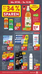 Gazetka promocyjna Aldi Nord - Von Montag - Gazetka - ważna od 12.10 do 12.10.2024 - strona 9 - produkty: apfel, apfelsaft, axe, bio, blend-a-med, cola, creme, deo, deodorant, deospray, direktsaft, dove, durstlöscher, eis, eistee, flasche, gin, limo, limonade, Maske, natur, orange, orangen, Paula, paulaner, reis, saft, Spezi, tee, Ti, trolli, zahncreme, ZTE, zucker