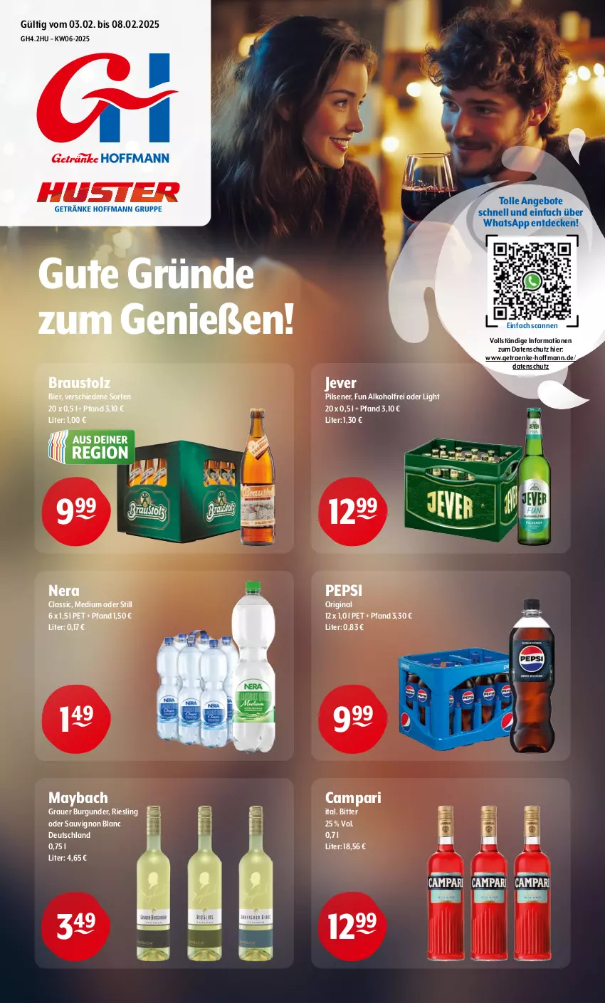 Aktueller Prospekt Getraenke Hoffmann - Prospekte - von 03.02 bis 08.03.2025 - strona 1 - produkty: alkohol, angebot, angebote, auer, aust, bier, burgunder, campari, decke, gin, grauer burgunder, jever, maybach, pepsi, pils, pilsener, riesling, sauvignon, sauvignon blanc, Ti