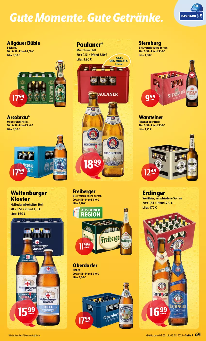 Aktueller Prospekt Getraenke Hoffmann - Prospekte - von 03.02 bis 08.03.2025 - strona 7 - produkty: alkohol, Berger, bier, burger, elle, ente, erdinger, Freiberger, getränk, getränke, LG, Paula, paulaner, pils, pilsener, steiner, Sternburg, Ti, warsteiner