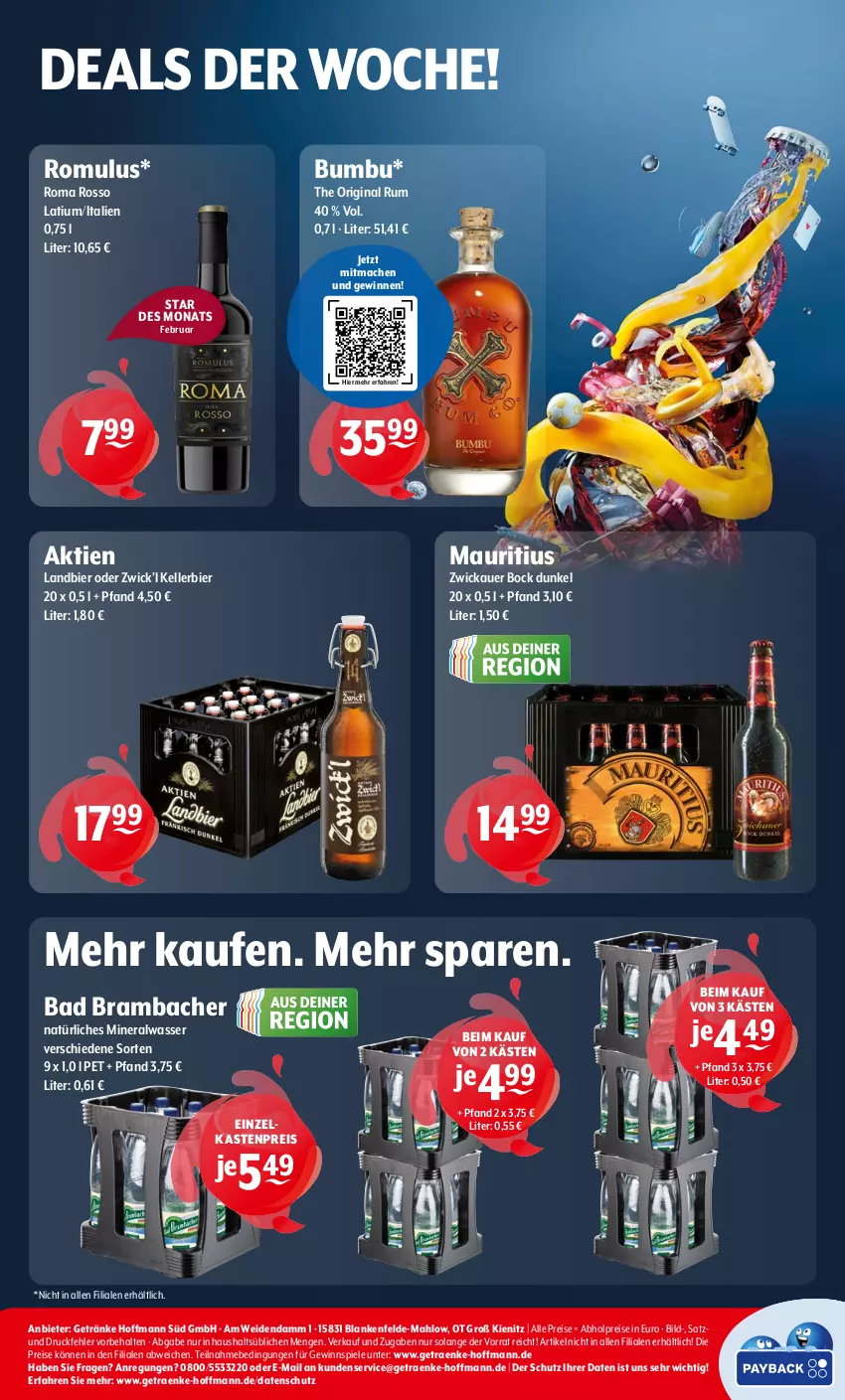 Aktueller Prospekt Getraenke Hoffmann - Prospekte - von 03.02 bis 08.03.2025 - strona 8 - produkty: abholpreise, Alwa, auer, Bad, bier, Bumbu, eis, elle, getränk, getränke, gewinnspiel, gin, kellerbier, mac, mineralwasser, natürliches mineralwasser, reis, rum, Spiele, Ti, wasser, WICK