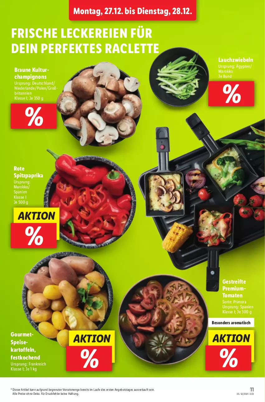 Aktueller Prospekt Lidl - Aktionsprospekt - von 27.12.2021 bis 01.01.2022 - strona 11 - produkty: angebot, braun, brita, champignon, champignons, eis, kartoffel, kartoffeln, Lauchzwiebel, lauchzwiebeln, paprika, reis, speisekartoffeln, Spitzpaprika, Ti, tisch, tomate, tomaten, ZTE, zwiebel, zwiebeln