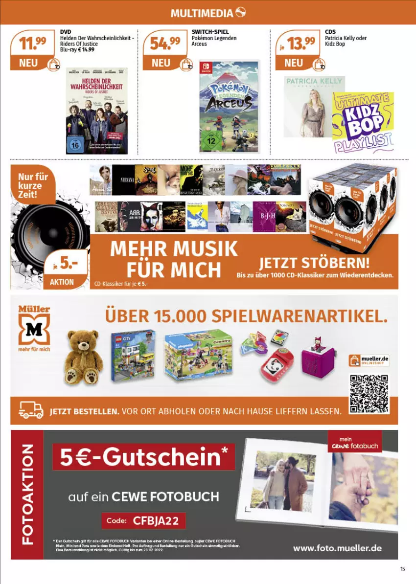 Aktueller Prospekt Mueller - Müller Prospekt - von 31.01 bis 05.02.2022 - strona 15 - produkty: arla, blu-ray, buch, cewe, dvd, elle, Fotobuch, gutschein, Ti, wolle