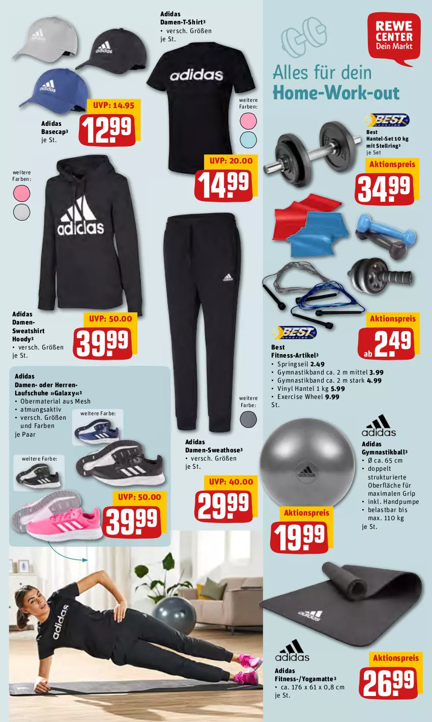 Aktueller Prospekt Rewe - Prospekte - von 31.01 bis 06.02.2022 - strona 29 - produkty: Adidas, aktionspreis, asti, ball, Cap, eis, hose, Laufschuhe, reis, Ria, ring, schuhe, shirt, Sweathose, Sweatshirt, T-Shirt, Ti, Yo