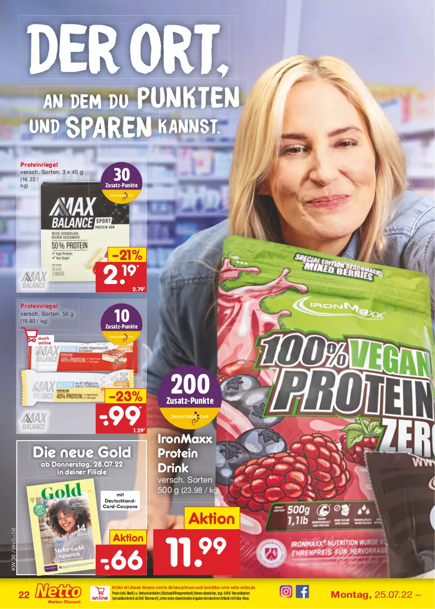 Aktueller Prospekt Netto Marken-Discount - Filial-Angebote - von 25.07 bis 30.07.2022 - strona 22 - produkty: coupon, coupons, deutschlandcard, drink, eis, magazin, ndk, reis, riegel, Ti, usb, versandkostenfrei