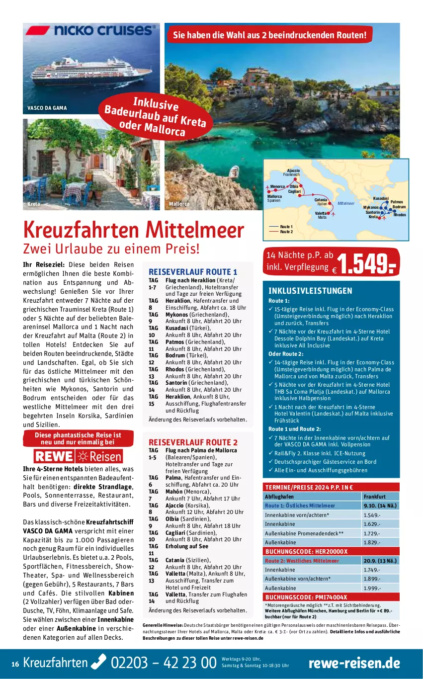 Aktueller Prospekt Rewe Reisen - Reiseprospekt - von 22.02 bis 29.03.2024 - strona 16 - produkty: ACC, asti, Bad, buch, decke, dusche, eis, elle, ente, inklusivleistungen, kreuzfahrten, lion, Persona, pool, reis, reiseverlauf, rel, rum, Sport, Thea, Ti, tisch, uhr, valletta, wellnessbereich