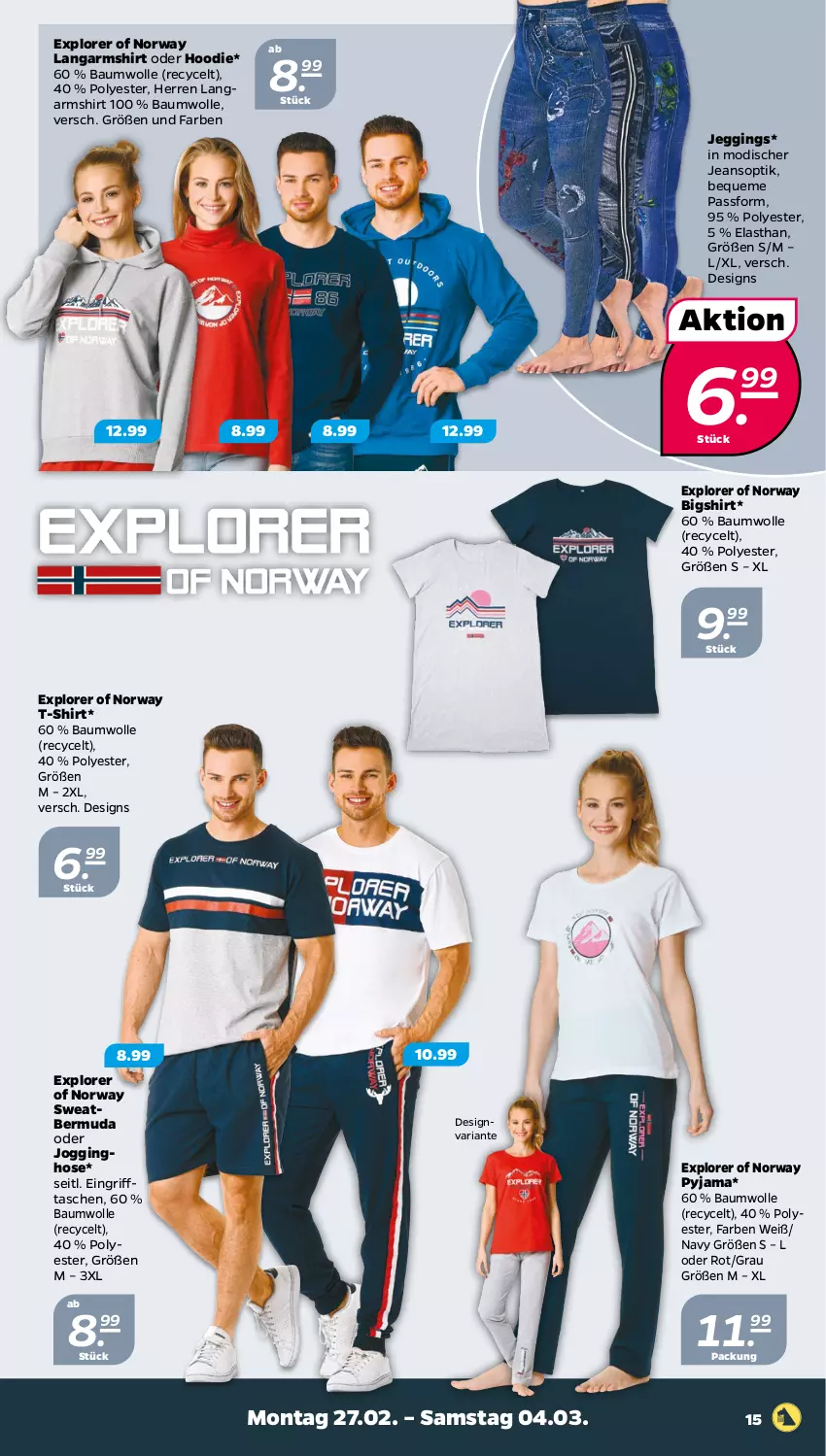 Aktueller Prospekt Netto - Woche 9 - von 27.02 bis 04.03.2023 - strona 15 - produkty: Bau, baumwolle, bermuda, gin, hose, jeans, Jogginghose, Langarmshirt, Pyjama, Ria, shirt, T-Shirt, Tasche, taschen, Ti, wolle