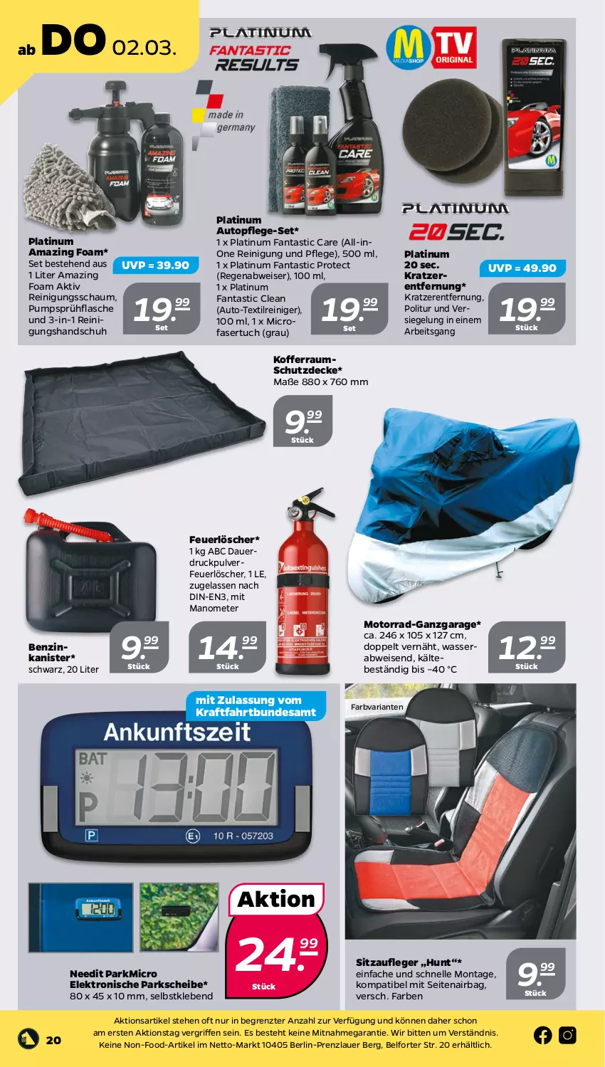 Aktueller Prospekt Netto - Woche 9 - von 27.02 bis 04.03.2023 - strona 20 - produkty: asti, auer, auto, benzinkanister, decke, eis, Elektro, elle, fanta, flasche, koffer, kraft, reiniger, Reinigung, Reinigungsschaum, Ria, sprühflasche, Ti, topf, tuc, wasser, ZTE