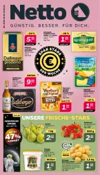 Gazetka promocyjna Netto - Woche 9 - Gazetka - ważna od 04.03 do 04.03.2023 - strona 1 - produkty: beere, beeren, Berger, Birnen, bites, butter, caramel, dallmayr, dallmayr prodomo, eis, erdbeere, erdbeeren, gin, gurke, gurken, irische butter, kaffee, kartoffel, kartoffeln, Käse, käsescheiben, kerrygold, milram, pils, pilsner, prodomo, radeberger, radeberger pilsner, sac, speisekartoffeln, Ti