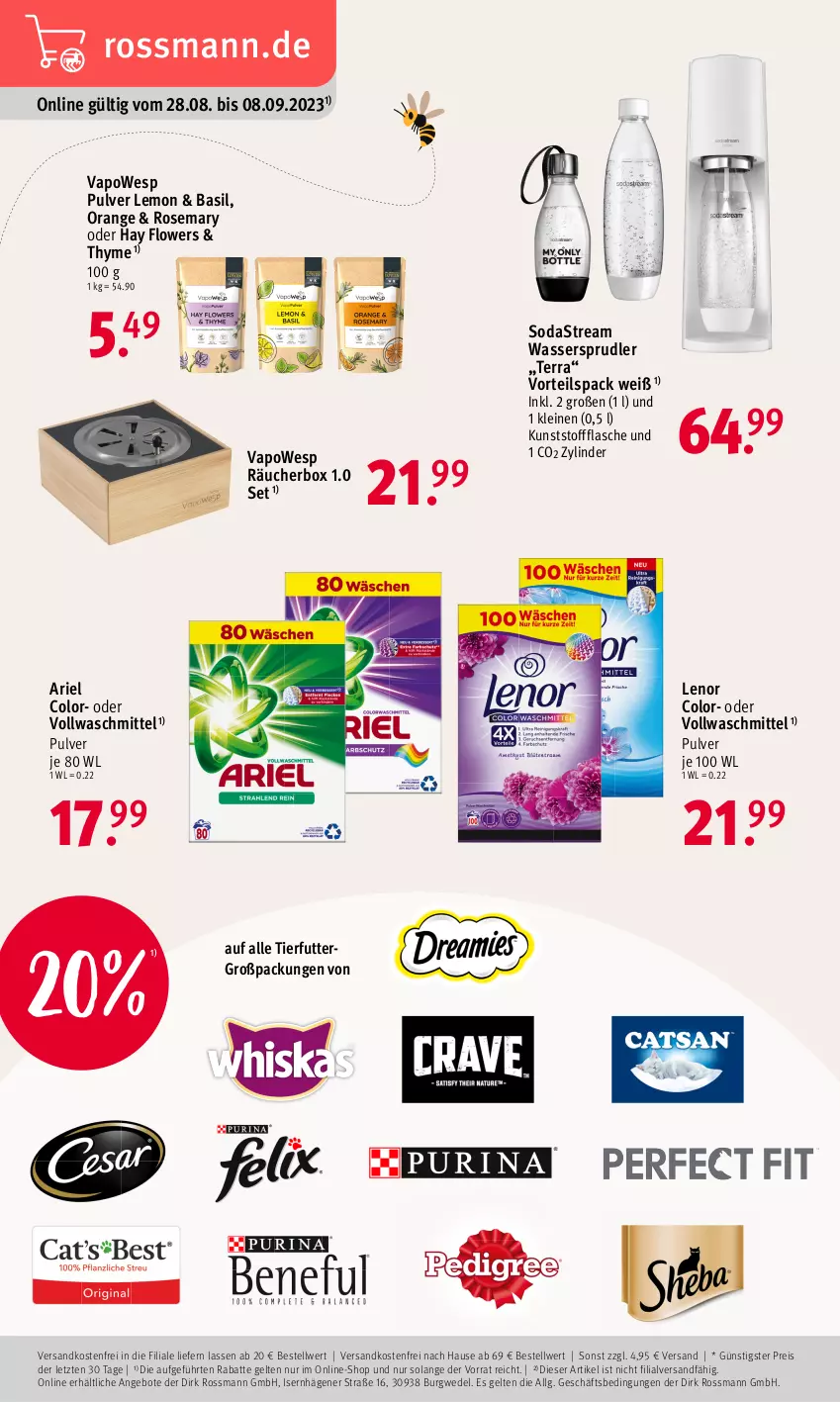 Aktueller Prospekt Rossmann - Prospekte - von 28.08 bis 08.09.2023 - strona 3 - produkty: angebot, angebote, ariel, eis, flasche, Flowers, leine, lenor, LG, ndk, orange, reis, Soda, sodastream, Ti, versandkostenfrei, vollwaschmittel, waschmittel, wasser, wassersprudler, wedel, ZTE