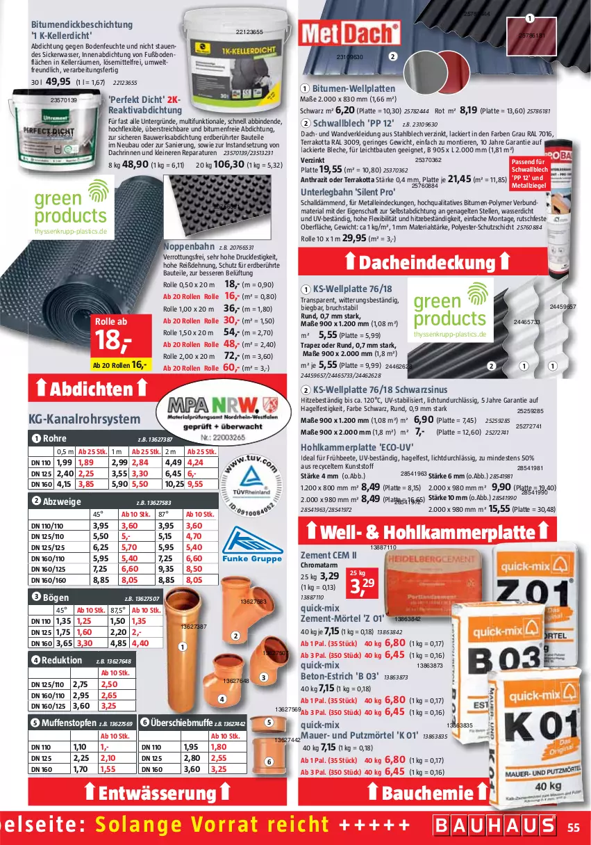 Aktueller Prospekt Bauhaus - Prospekte - von 02.04 bis 30.04.2022 - strona 55 - produkty: asti, auer, Bau, binden, elle, Hohlkammerplatte, kleid, Kleidung, lack, latte, leine, quick-mix, Ria, ring, Schal, Ti, Tiere, topf, Topfen, wasser, Wellplatte, Zement