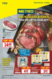 Gazetka promocyjna Metro - Food - Gazetka - ważna od 21.09 do 21.09.2022 - strona 1 - produkty: butter, butterkäse, edamer, entrecôte, gouda, Käse, käsescheiben, LG, mac, Metro, milch, ponnath, rezept, rind, rinder, schnittkäse, schnittkäsescheiben, Ti, top-hit