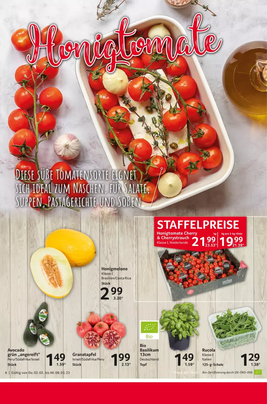 Aktueller Prospekt Selgros - Food - von 02.03 bis 08.03.2023 - strona 6 - produkty: avocado, bio, cola, honig, honigmelone, melone, rucola, Schal, Schale, tee, Ti, topf