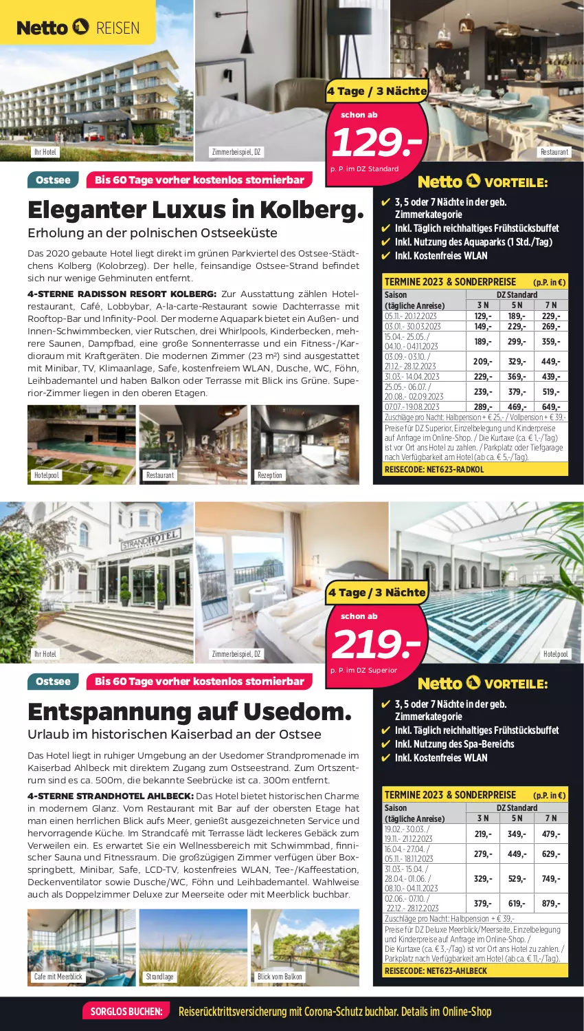 Aktueller Prospekt Netto - Woche 6-7 - von 06.02 bis 19.02.2023 - strona 3 - produkty: aqua, axe, Bad, Bademantel, Bau, bett, boxspringbett, buch, corona, decke, Dior, dusche, eis, elle, ente, kaffee, Kaiser, Kinder, kraft, küche, kurtaxe, Liege, Mantel, Mode, pool, reis, rezept, ring, rum, rwe, tee, Ti, ventilator, wellnessbereich, Whirlpool, zimmerbeispiel