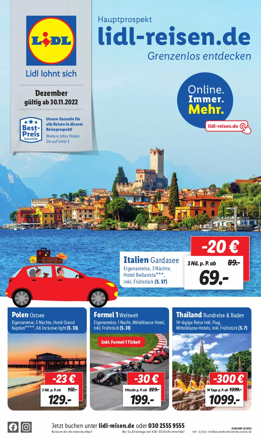 Aktueller Prospekt Lidl - Monatliche Reise-Highlights (SÜD) - von 30.11 bis 31.12.2022 - strona 1 - produkty: Bad, buch, decke, eier, eis, italien gardasee, reis, Ti, uhr