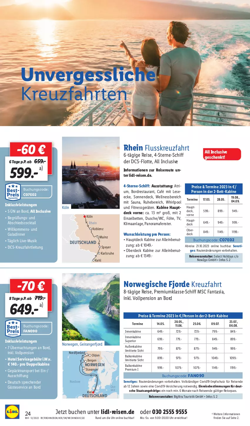 Aktueller Prospekt Lidl - Monatliche Reise-Highlights (SÜD) - von 30.11 bis 31.12.2022 - strona 24 - produkty: balkonkabine, bett, Betten, Brei, buch, cocktail, dusche, eis, erde, fanta, fenster, inklusivleistungen, kreuzfahrten, mac, Nordsee, pool, rama, reis, reiseveranstalter, rwe, speyer, Sport, Ti, uhr, wellnessbereich, Whirlpool