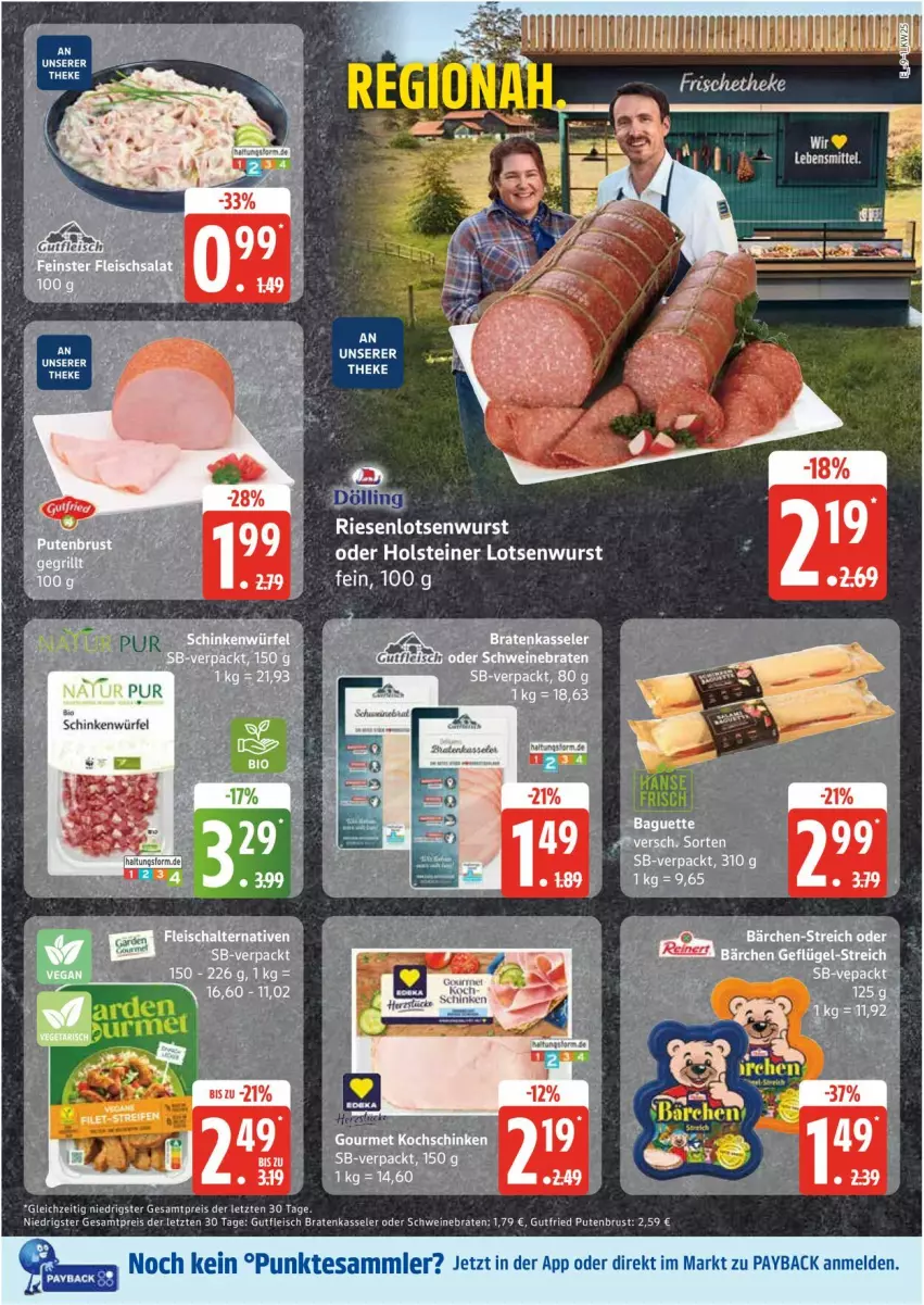 Aktueller Prospekt Edeka - Prospekte - von 16.06 bis 21.06.2025 - strona 9 - produkty: baguette, braten, eis, fleisch, gutfleisch, gutfried, kasseler, kochschinken, payback, pute, putenbrust, reis, schinken, schwein, schweine, schweinebraten, tesa, Ti, wein, weine, wurst, ZTE