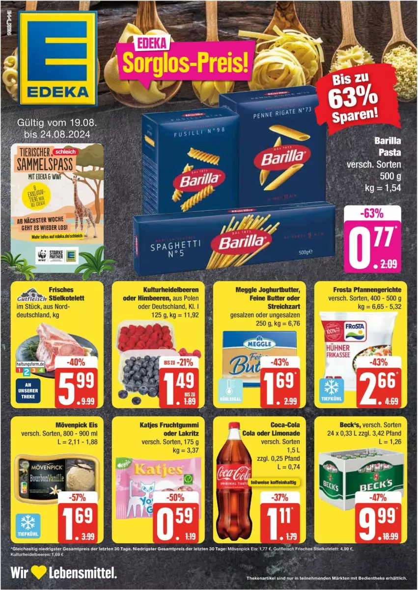 Aktueller Prospekt Edeka - Prospekte - von 19.08 bis 24.08.2024 - strona 1 - produkty: eis, fleisch, gutfleisch, kotelett, lebensmittel, mövenpick, mövenpick eis, reis, Ti, ZTE