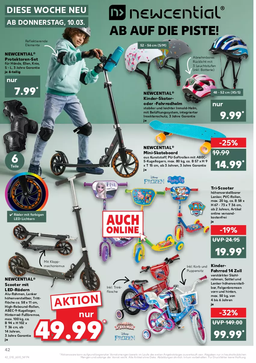 Aktueller Prospekt Kaufland - von 10.03 bis 16.03.2022 - strona 42 - produkty: angebot, batterie, elle, ente, Fahrrad, fahrradhelm, felgen, flasche, insektenschutz, Kinder, Kinderfahrrad, korb, Kugel, led-licht, LG, ndk, Puppe, rücklicht, sattel, scooter, sekt, Skateboard, Ti, Tiere, trinkflasche, versandkostenfrei, ZTE