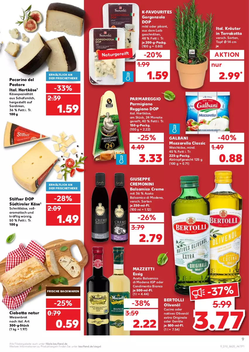 Aktueller Prospekt Kaufland - von 10.03 bis 16.03.2022 - strona 9 - produkty: aceto, aceto balsamico, angebot, angebote, backwaren, balsam, balsamico, bertolli, brot, ciabatta, cin, condimento, Condimento Bianco, creme, essig, frische backwaren, galbani, gin, gorgonzola, hartkäse, Käse, kräuter, milch, Mode, monin, mozzarella, natives olivenöl, natur, olive, oliven, olivenöl, olivenöl extra, parmigiano, parmigiano reggiano, Pecorino, reggiano, rel, schnitten, schnittkäse, Spezi, südtiroler, Ti, tisch, topf, weichkäse, Weizenbrot